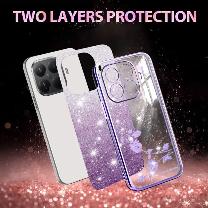 Coque Xiaomi 17T Pro Roses Strass Dégradé Pailleté