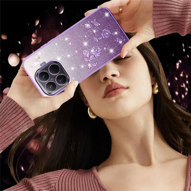 Coque Xiaomi 17T Pro Roses Strass Dégradé Pailleté
