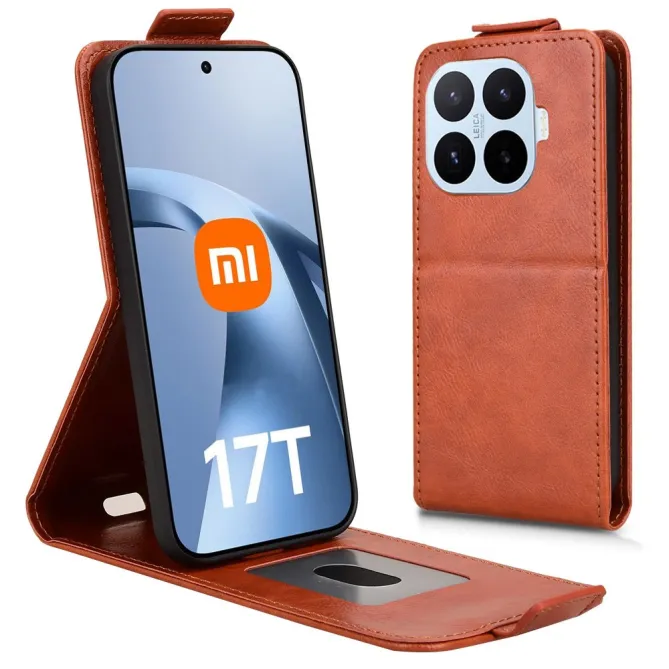 Housse Xiaomi 17T Pro Effet Cuir Clapet Vertical avec Porte-Cartes