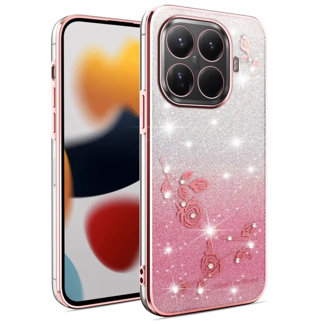 Coque Xiaomi 17T Roses Strass Dégradé Pailleté