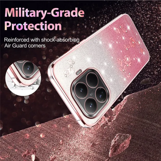 Coque Xiaomi 17T Roses Strass Dégradé Pailleté