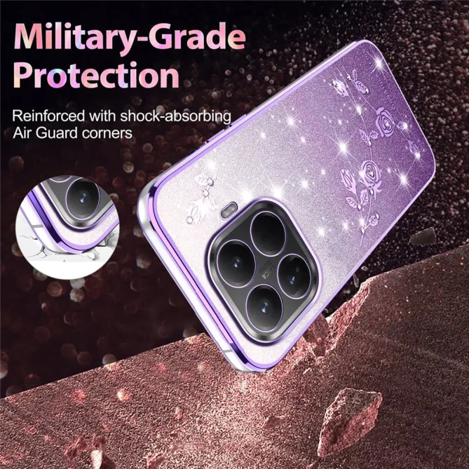 Coque Xiaomi 17T Roses Strass Dégradé Pailleté
