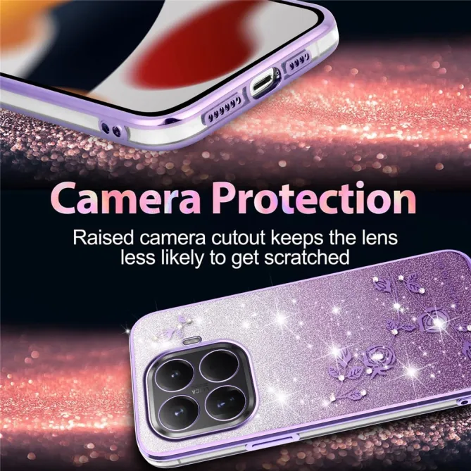 Coque Xiaomi 17T Roses Strass Dégradé Pailleté