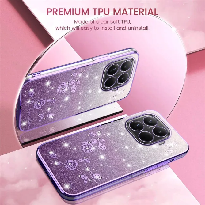 Coque Xiaomi 17T Roses Strass Dégradé Pailleté