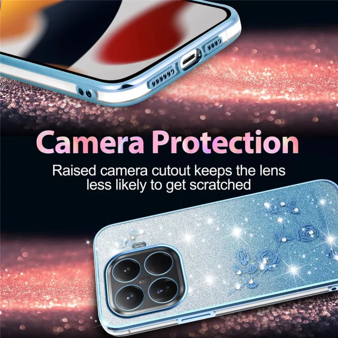 Coque Xiaomi 17T Roses Strass Dégradé Pailleté