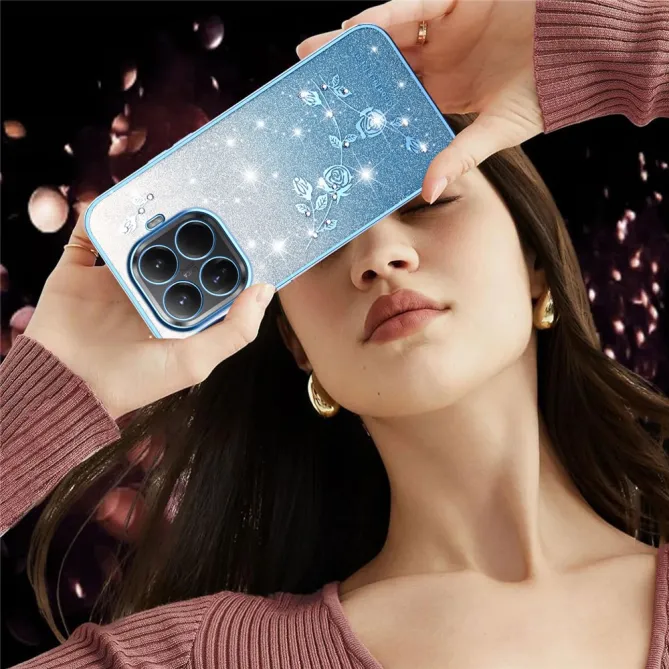 Coque Xiaomi 17T Roses Strass Dégradé Pailleté