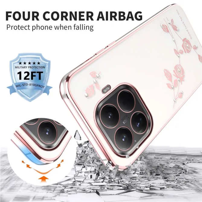 Coque Xiaomi 17T Roses Strass Contour Métallisé