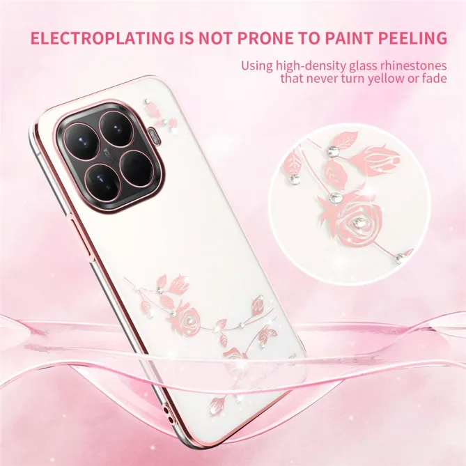 Coque Xiaomi 17T Roses Strass Contour Métallisé