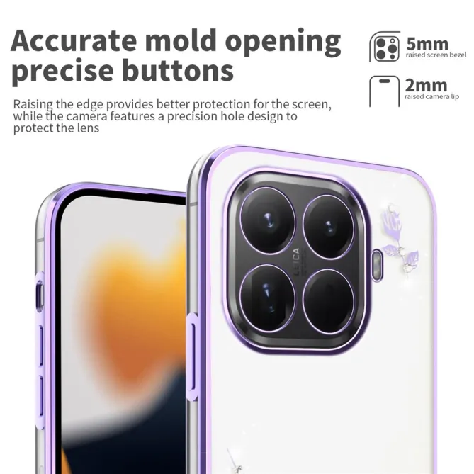 Coque Xiaomi 17T Roses Strass Contour Métallisé