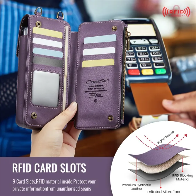 Sac Bandoulière Téléphone RFID 8 Cartes Poche Zippée