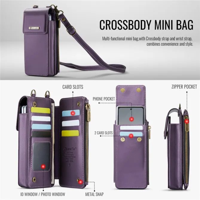 Sac Bandoulière Téléphone RFID 8 Cartes Poche Zippée
