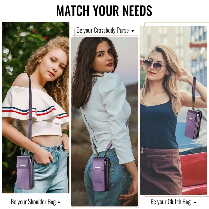 Sac Bandoulière Téléphone RFID 8 Cartes Poche Zippée