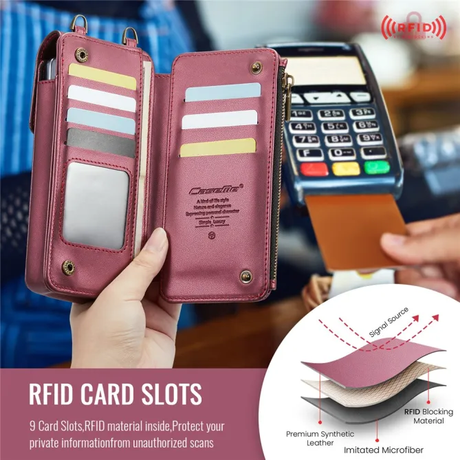 Sac Bandoulière Téléphone RFID 8 Cartes Poche Zippée
