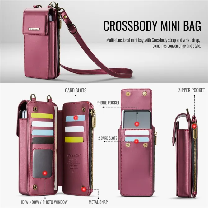 Sac Bandoulière Téléphone RFID 8 Cartes Poche Zippée