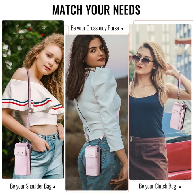 Sac Bandoulière Téléphone RFID 8 Cartes Poche Zippée