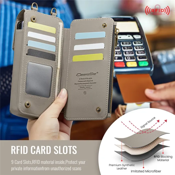 Sac Bandoulière Téléphone RFID 8 Cartes Poche Zippée