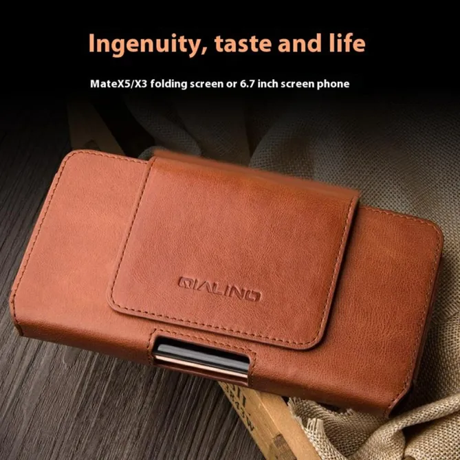 Étui Ceinture Qialino Cuir Véritable Téléphones 6,9 Pouces