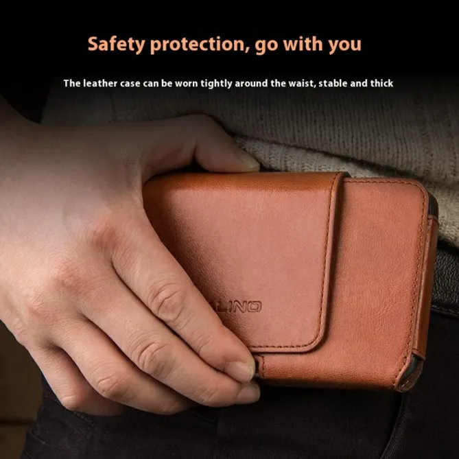 Étui Ceinture Qialino Cuir Véritable Téléphones 6,9 Pouces