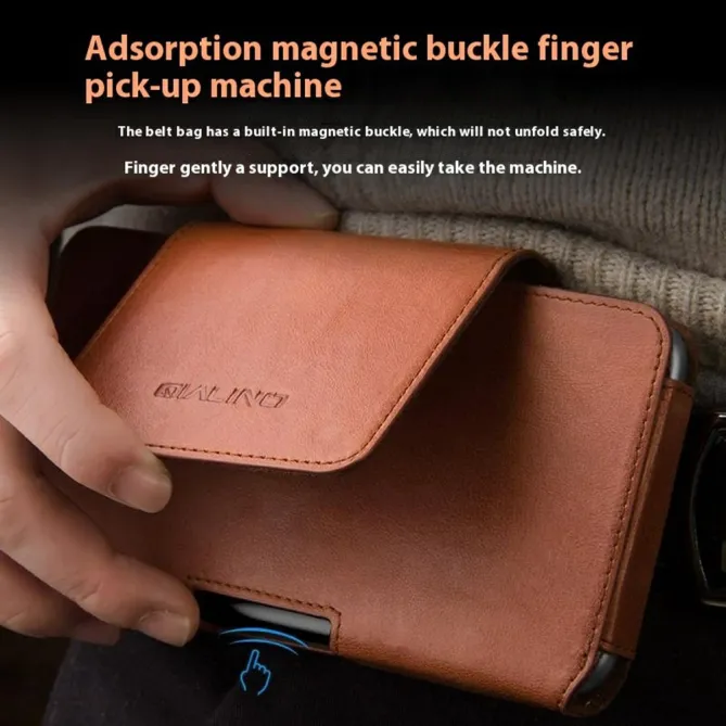 Étui Ceinture Qialino Cuir Véritable Téléphones 6,9 Pouces