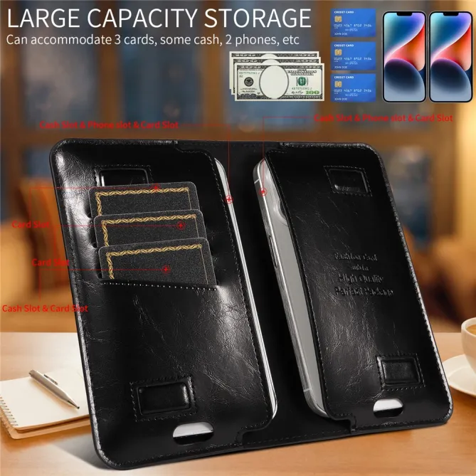 Pochette Portefeuille Double Téléphone 3 Cartes