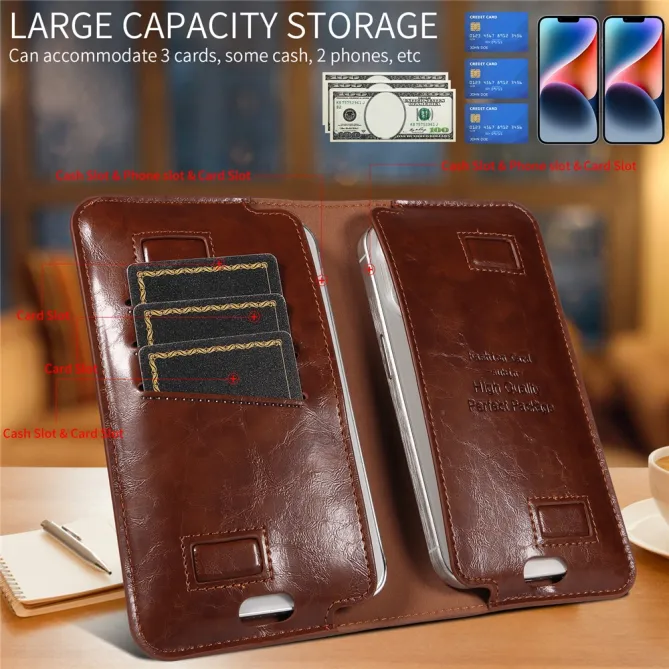 Pochette Portefeuille Double Téléphone 3 Cartes