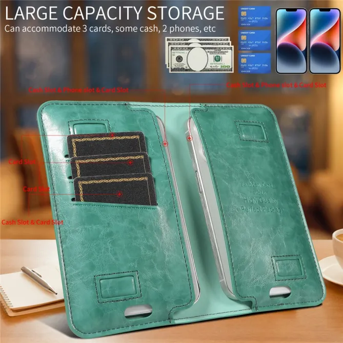 Pochette Portefeuille Double Téléphone 3 Cartes