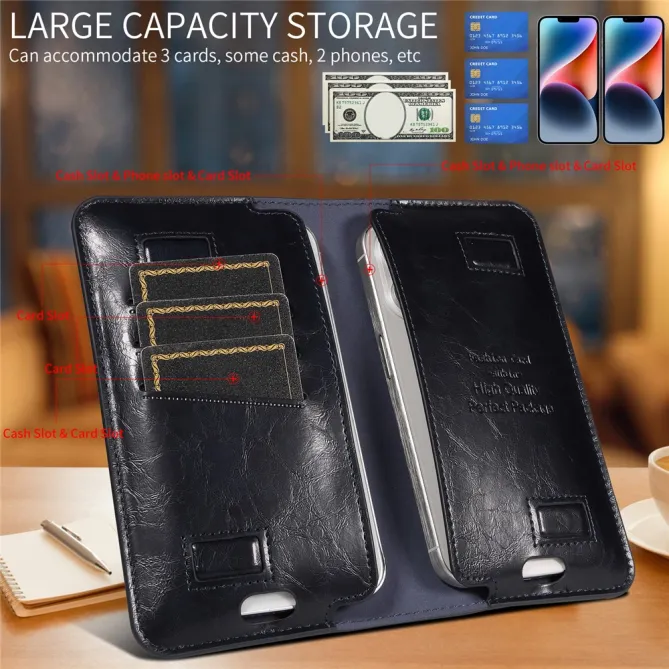 Pochette Portefeuille Double Téléphone 3 Cartes