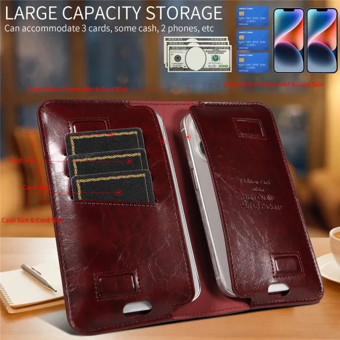 Pochette Portefeuille Double Téléphone 3 Cartes