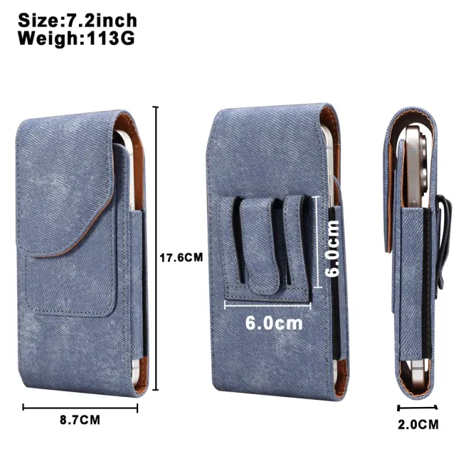 Étui Ceinture Téléphone 7,2 Pouces Effet Jean Porte-Carte