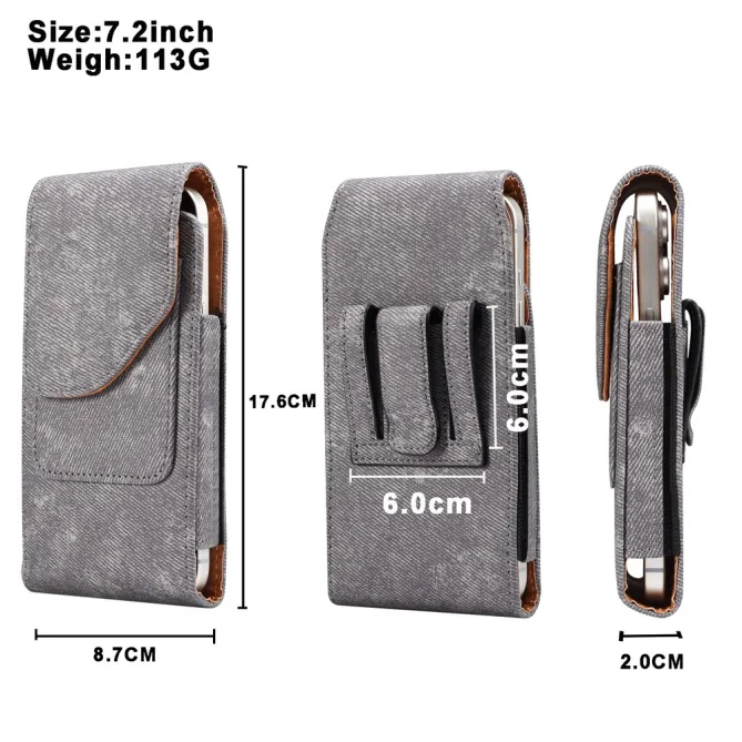 Étui Ceinture Téléphone 7,2 Pouces Effet Jean Porte-Carte