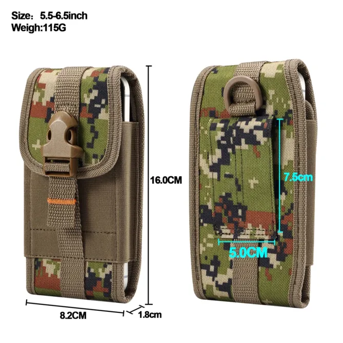 Pochette Ceinture Téléphone Camouflage Clip et Mousqueton