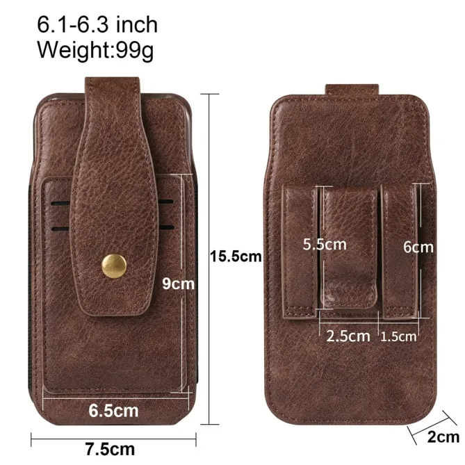 Étui Ceinture Simili Cuir Porte-Cartes 2 Tailles