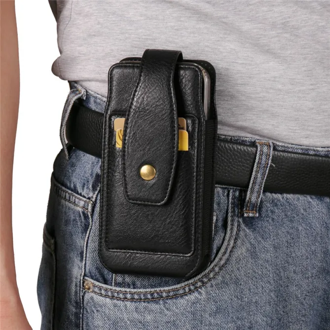 Étui Ceinture Simili Cuir Porte-Cartes 2 Tailles