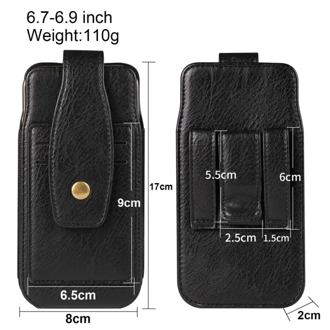 Étui Ceinture Simili Cuir Porte-Cartes 2 Tailles