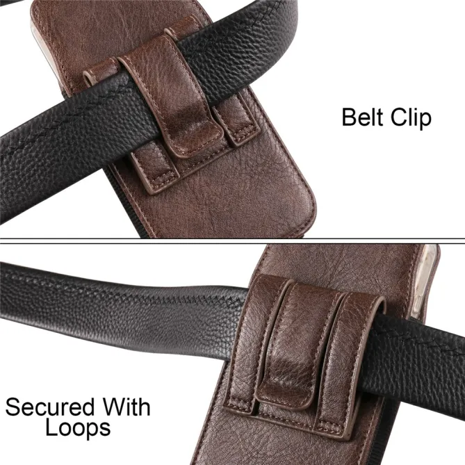 Étui Ceinture Simili Cuir Grands Téléphones Porte-Cartes