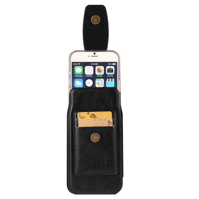 Étui Ceinture Simili Cuir Grands Téléphones Porte-Cartes