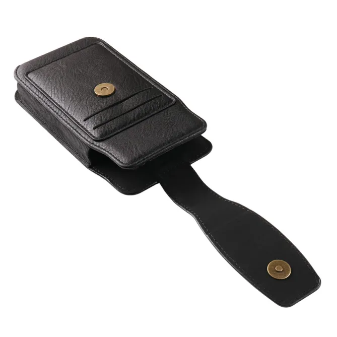 Étui Ceinture Simili Cuir Grands Téléphones Porte-Cartes