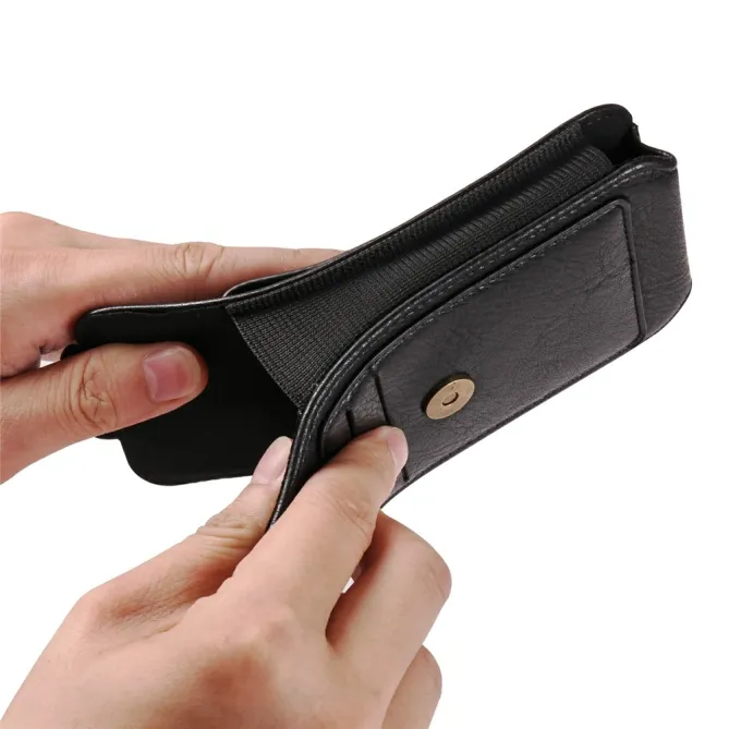 Étui Ceinture Simili Cuir Grands Téléphones Porte-Cartes