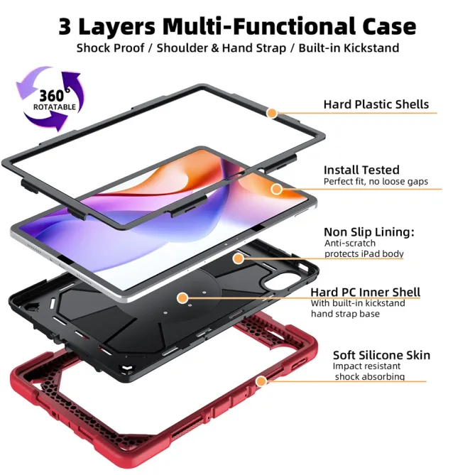 Coque Xiaomi Redmi Pad 2 Pro Antichoc avec Anse et Béquille