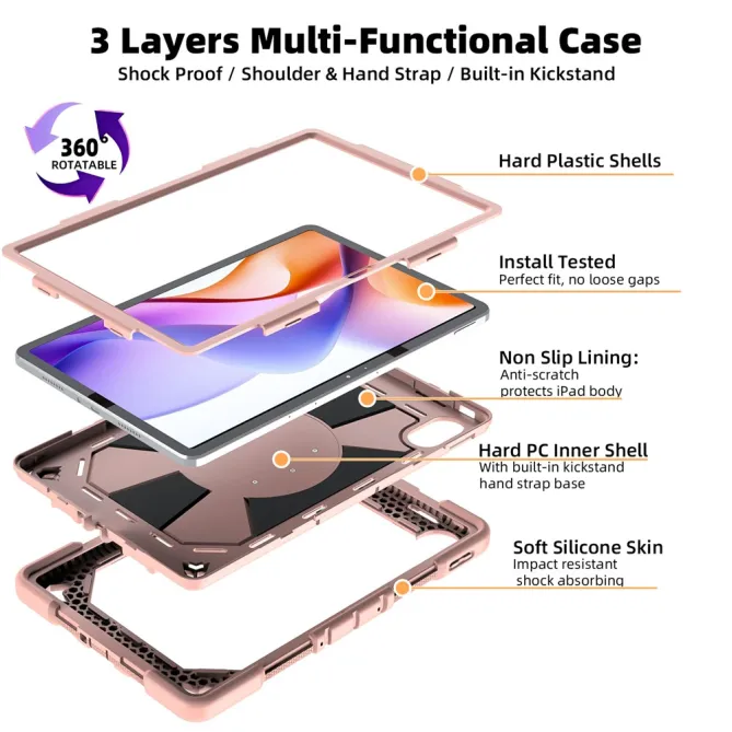 Coque Xiaomi Redmi Pad 2 Pro Antichoc avec Anse et Béquille