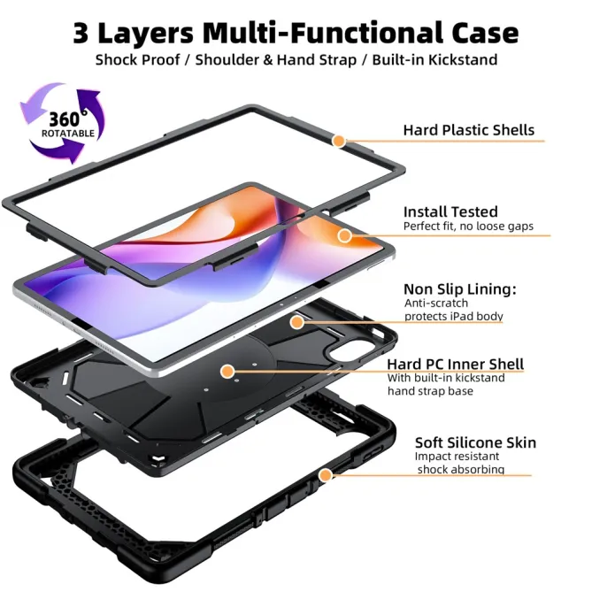 Coque Xiaomi Redmi Pad 2 Pro Antichoc avec Anse et Béquille