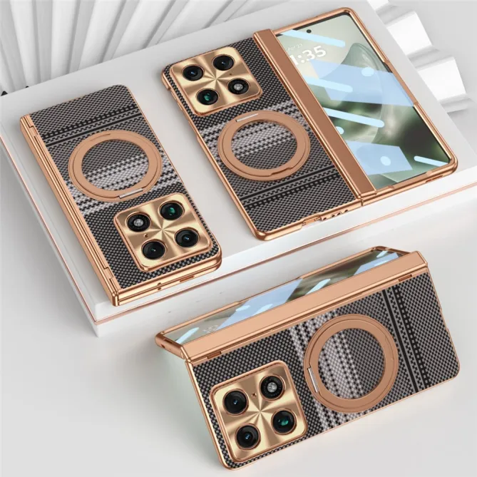 Coque Motorola Razr Fold Texture Carbone Anneau Rotatif
