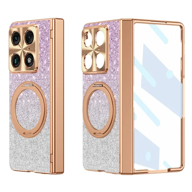 Coque Motorola Razr Fold Pailletée Magnétique Anneau Rotatif