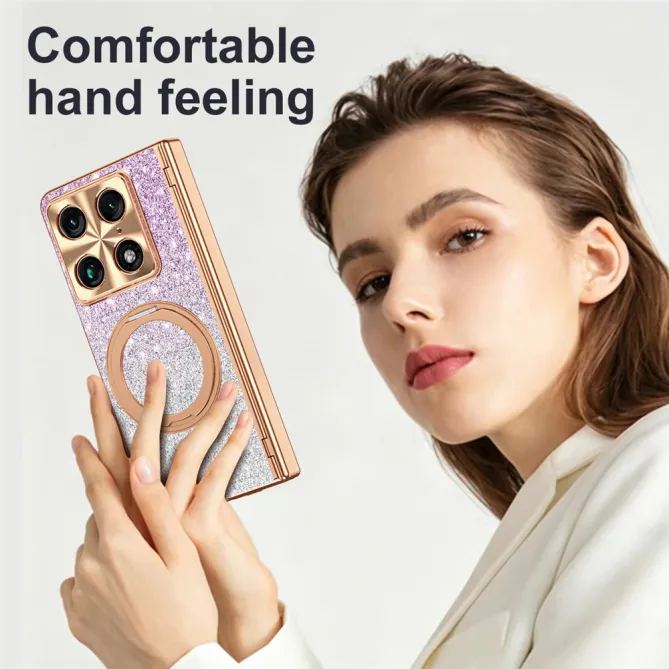 Coque Motorola Razr Fold Pailletée Magnétique Anneau Rotatif