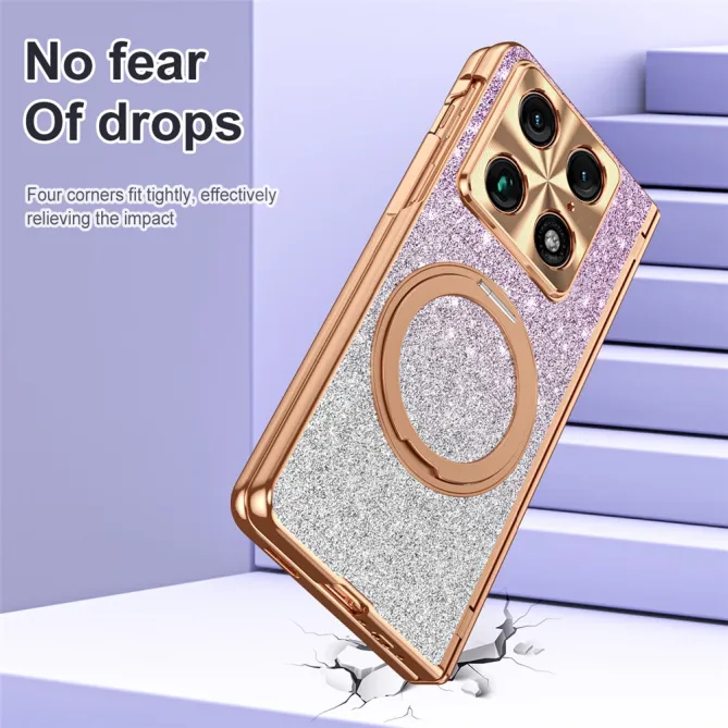 Coque Motorola Razr Fold Pailletée Magnétique Anneau Rotatif