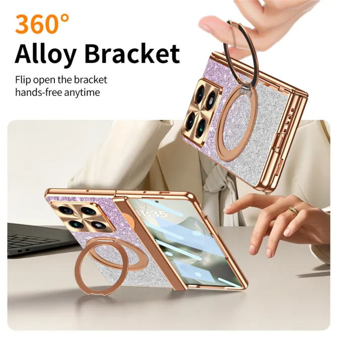 Coque Motorola Razr Fold Pailletée Magnétique Anneau Rotatif