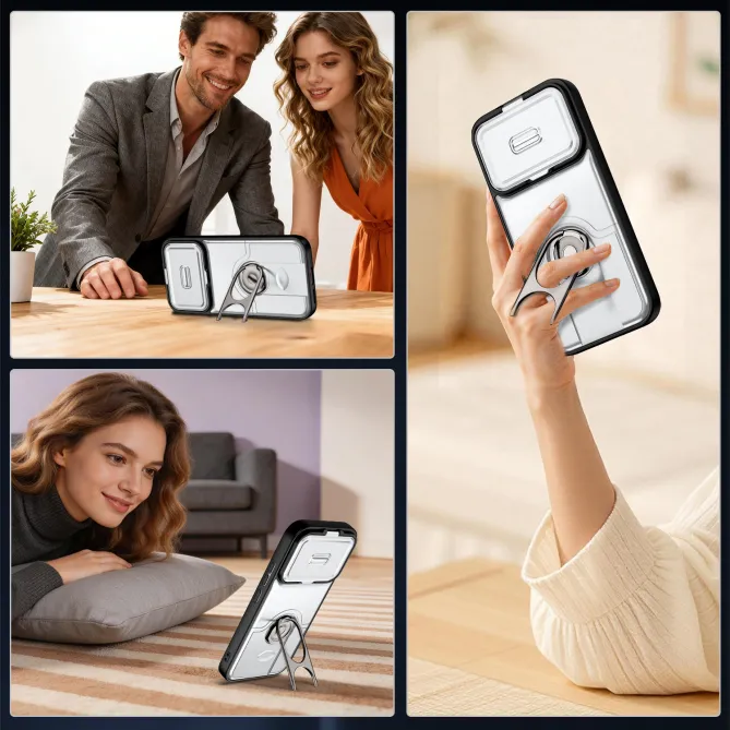 Coque Xiaomi 17T Cache Caméra Coulissant et Anneau Rotatif