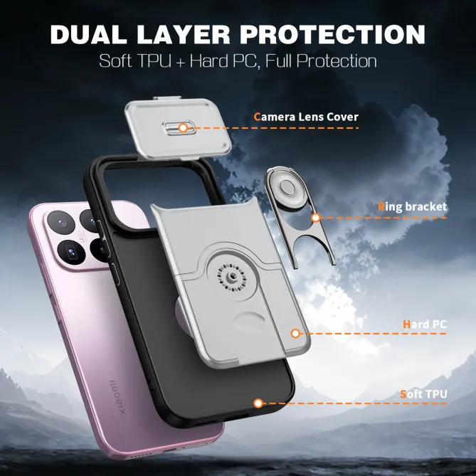 Coque Xiaomi 17T Cache Caméra Coulissant et Anneau Rotatif