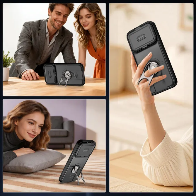 Coque Xiaomi 17T Cache Caméra Coulissant et Anneau Rotatif