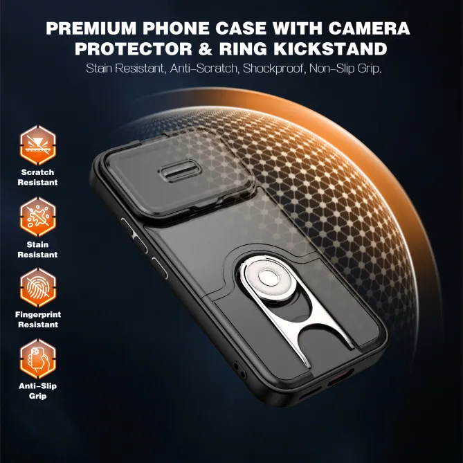 Coque Xiaomi 17T Cache Caméra Coulissant et Anneau Rotatif